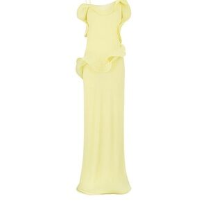SELEZZA LONDON Chiffon Maxi Dress in Yellow